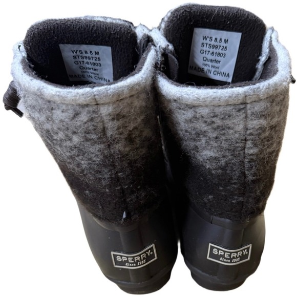 Sperry Dark Brown 100% Wool Duck Boots Weather Boots Size Women's 8 1/2 - Picture 4 of 7